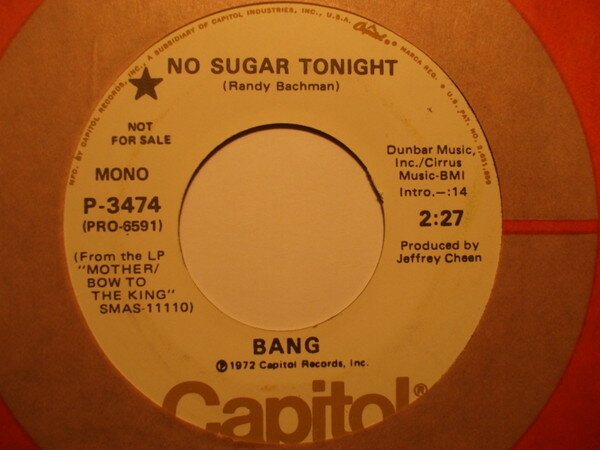 【中古】米7” Bang No Sugar Tonight P3474PROMO Capitol Records /00080