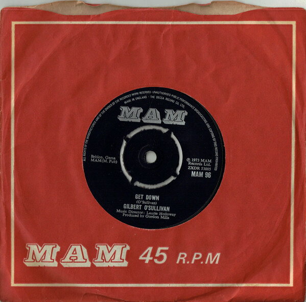 Artist Name: J - 【中古】英7” Gilbert OSullivan Get Down MAM96 MAM /00080