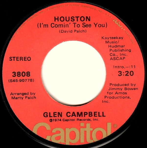 Record - 【中古】7” Glen Campbell Houston (Im Comin To See You) 3808 Capitol Records /00080