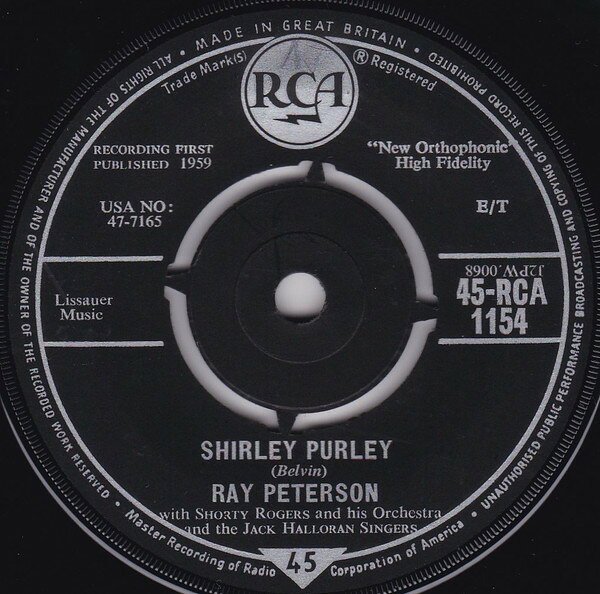 Other - 【中古】7” Ray Peterson Shirley Purley 45RCA1154 RCA /00080