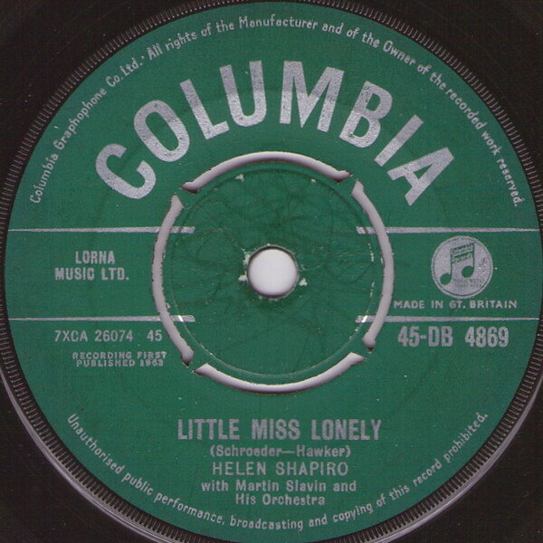 【中古】7” Helen Shapiro Little Miss Lonely 45DB4869 Columbia /00080