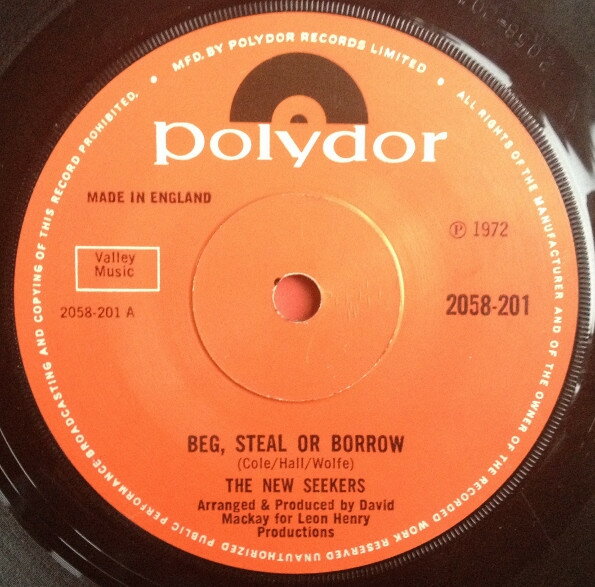 【中古】英7” New Seekers Beg, Steal Or Borrow 2058201 Polydor /00080