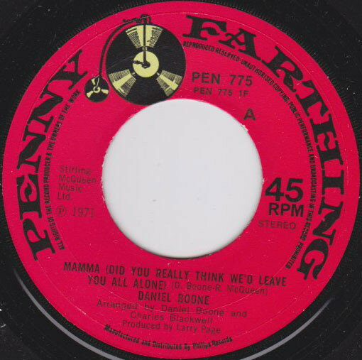 【中古】英7” Daniel Boone Mamma (Did You Really Think Wed Leave You All Alone PEN775 Penny Farthing /00080 【中古】英7” Daniel Boone Mamma (Did You Really Think Wed Leave You All Alone PEN775 Penny Farthing /00080