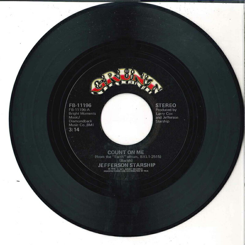 【中古】米7” Jefferson Starship Count On Me / Show Yourself FB11196 GRUNT /00080