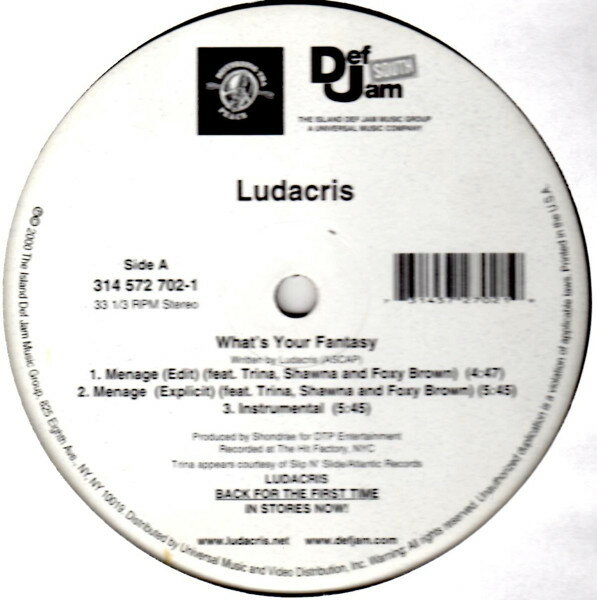 쥳ɥƥ ŷԾŹ㤨֡š12 Ludacris Whats Your Fantasy / Ho 3145727021 Def Jam South /00250פβǤʤ603ߤˤʤޤ