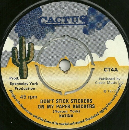 【中古】英7” Katina Dont Stick Stickers On My Paper Knickers CT4 Cactus /00080 【中古】英7” Katina Dont Stick Stickers On My Paper Knickers CT4 Cactus /00080