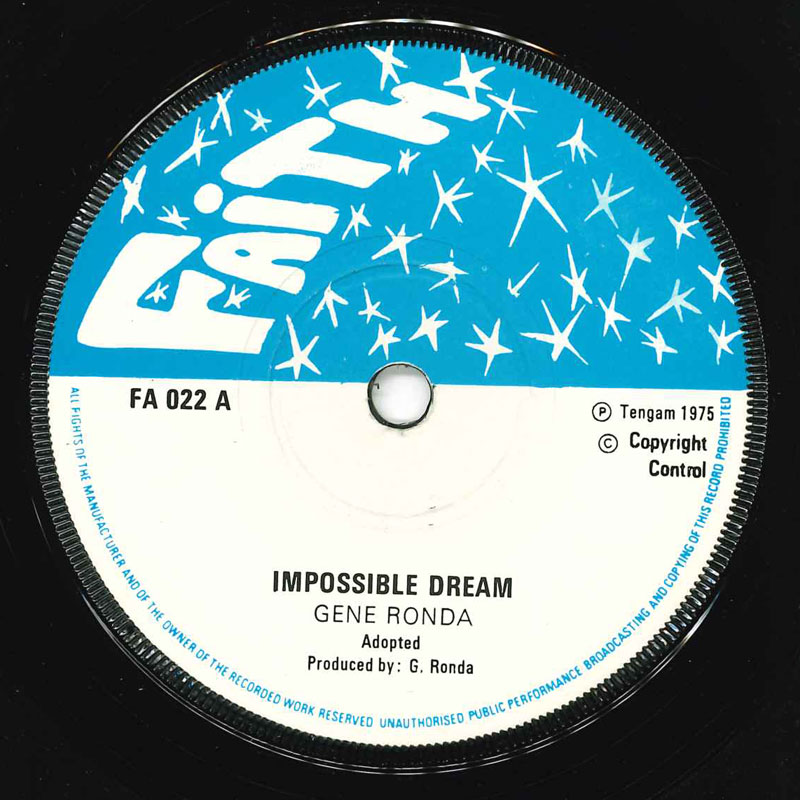 【中古】7” Gene Rondo Impossible Dream / Mother &amp; Wife FA022 Faith UK Vinyl /00080