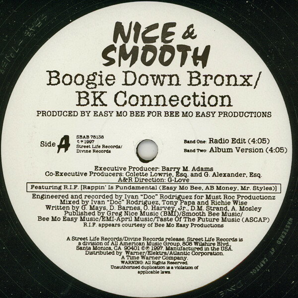 【中古】米12” Nice & Smooth Boogie Down Bronx / BK Connection SBAB78138 Street Life Records /00250