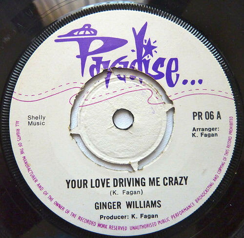 【中古】英7” Ginger Williams Your Love Driving Me Crazy PR06 Paradise /00080