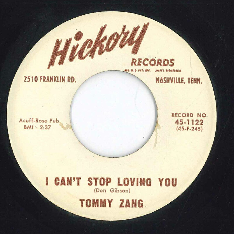 ����š���7�� Tommy Zang I Cant Stop Loving You 451122 HICKORY RECORDS /00080