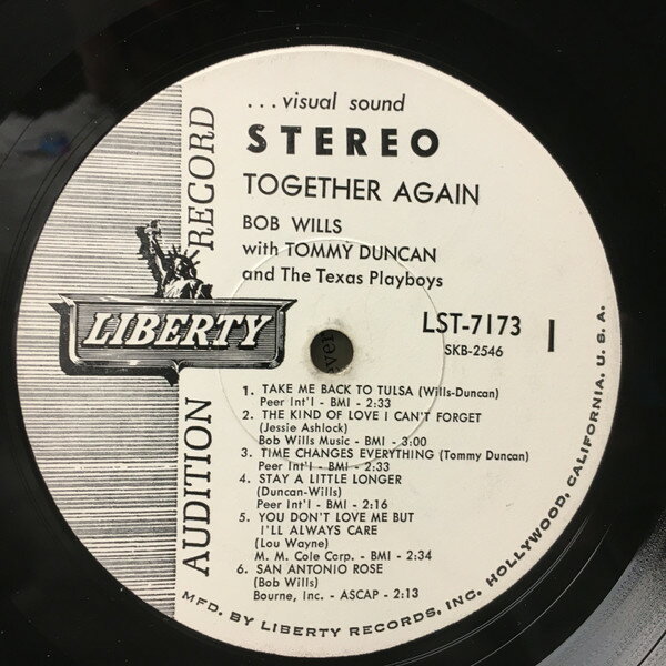 【中古】米LP Bob Wills, Tommy Duncan Together Again LST7173 LIBERTY /00260