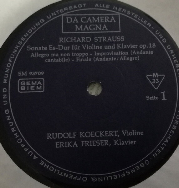 独LP Richard Strauss, Gerhard Mante Cellosonate / Violinsonate SM93709 Da Camera Magna /00260
