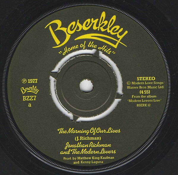 【中古】英7” Jonathan Richman & The Modern The Morning Of Our Lives BZZ7 Beserkley /00080