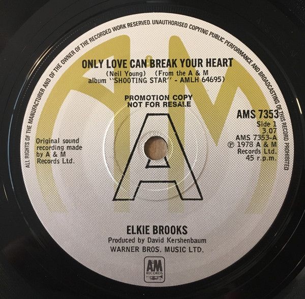 【中古】7インチ Elkie Brooks Only Love Can Break Your Heart AMS7353PROMO A&amp;M プロモ
