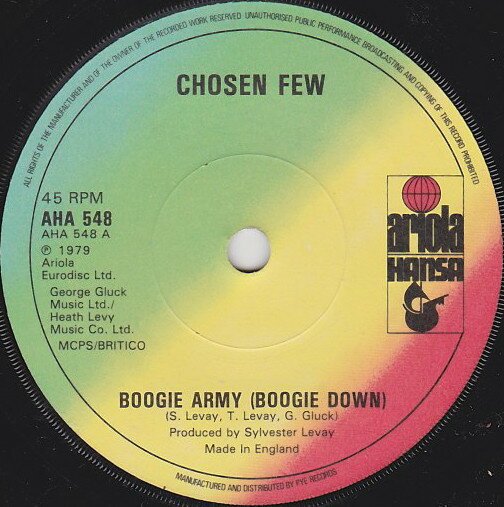 【中古】英7” Chosen Few Boogie Army (Boogie Down) AHA548 Ariola Hansa /00080