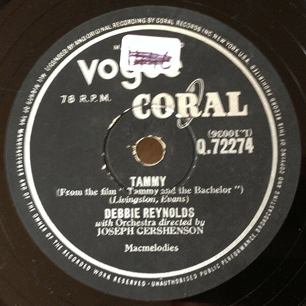 【中古】78RPM/SP Debbie Reynolds Tammy / French Heels Q72274 VOGUE CORAL /00500