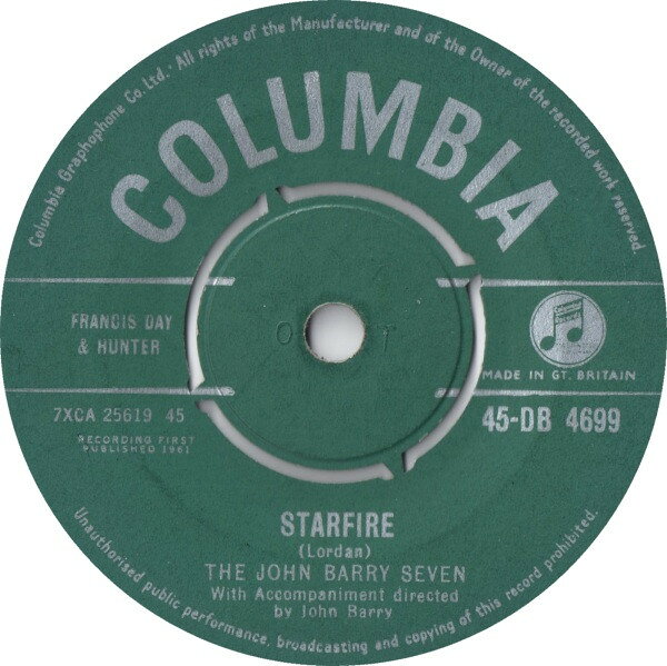 ・アーティスト John Barry Seven ・タイトル Starfire ・レーベル・型番 Columbia 45DB4699 ・フォーマット 7インチレコード ・コンディション(盤) 良い (VG+) ・コンディション(ジャケット) プレインカバー（元ジャケット／カバー無し） ・コンディション(帯) オビなし ・特記事項 【盤に浅い跡】 サンプル画像です。実際の商品の画像ではありません 商品写真はバーコード/カタログ番号に対応したサンプル画像ですので、お送りする商品の画像ではありません。帯やライナーなどの付属品は、特記事項に記載されている場合のみ含まれます。プロモやカラーレコードなどの仕様についても、該当する場合のみ特記事項に記載しています。 【ご購入前に必ずご確認ください】 ・本店サイト(www.recordcity.jp)とは価格、送料が違います ・本店サイト、その他支店のオーダーとは同梱発送できません ・注文確定後に別の注文を頂いた場合、注文同士の同梱は致しかねます。 ・別倉庫から発送しているため、店頭受け渡しは対応しておりません ・一部商品は他の通販サイトでも販売しているため、ご注文のタイミングによっては商品のご用意ができない場合がございます。 ・土日祝日はお休みです 金曜・祝前日9時以降のご連絡またはご入金は、返答または発送が週明け・祝日明けに順次対応となります。 ・ご購入後のキャンセル不可 ご購入後のキャンセルはいかなる理由においてもお受けできません。ご了承の上、ご購入くださいませ。 ・日本郵便(ゆうパック/ゆうメール)によるお届けになります。 ・中古品であることをご理解ください 当ストアでは中古商品を主に販売しております。中古品であることをご理解の上ご購入ください。また、一部商品はRecordCityオンラインストアで試聴可能です。 ・返品について お客様のご都合による返品は一切承っておりません。 表記の内容と実際の商品に相違がある場合、また針飛び等で返品・返金をご希望される場合は、商品の到着後1週間以内にご連絡ください。商品の返送をこちらで確認後、キャンセル・返金を行います。 コンディションVG以下の商品は返品できません。プレイに影響のない表面のこすれ傷、プレス起因のノイズ盤は返品の対象外です。 【コンディション表記】 ・ほぼ新品(M-)(Like New) 完全な新品。未使用。当店ではほぼ使用しません ・非常に良い(EX)(Excellent) 中古盤として美品な状態。わずかな経年を感じるものの傷みを感じさせない、当店基準で最高の状態 ・良い(VG+)(Very Good Plus) 丁寧に扱われた中古品で、軽い使用感がみられる。 ・可(VG)(Acceptable) 使い込まれた中古品で、「良い」よりもさらに使用感がみられる。 ・悪い(VG-)(Bad) 状態が悪いアイテム。使用の保障はなく、再生不可、針飛び、目立つノイズがあるかもしれない。状態によるクレーム不可。返品不可。 ・非常に悪い(G)(Very Bad) 「悪い」よりさらに状態が悪いアイテム。使用の保障はなく、再生不可、針飛び、目立つノイズがあるかもしれない。状態によるクレーム不可。返品不可。 ・ジャンク(Fair)(Junk/Fair) 割れている、反っている、水ダメージがある、カビ、ジャケットが分離している、ひどい書き込み、ひどい擦れなど最低の状態。使用の保障はなく、再生不可、針飛び、目立つノイズがあるかもしれない。状態によるクレーム不可。返品不可。 ・ジャンク(Poor)(Junk/Poor) 割れている、反っている、水ダメージがある、カビ、ジャケットが分離している、ひどい書き込み、ひどい擦れなど最低の状態。使用の保障はなく、再生不可、針飛び、目立つノイズがあるかもしれない。状態によるクレーム不可。返品不可。