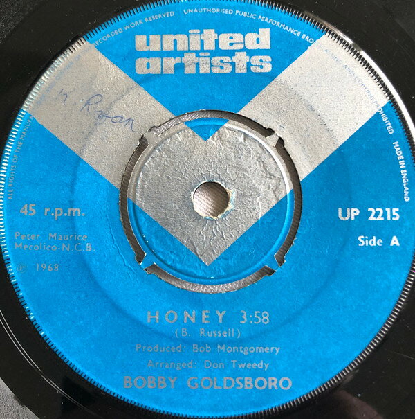 Artist Name: G - 【中古】英7” Bobby Goldsboro Honey / Danny UP2215 United Artists Recor /00080