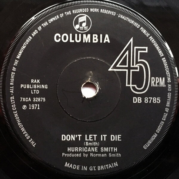 【中古】英7” Hurricane Smith Dont Let It Die DB8785 Columbia /00080