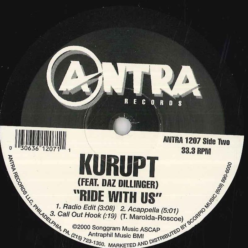 【中古】12インチ Kurupt Ride With Us Feat. Daz DILLINGER ANTRA1207 ANTRA