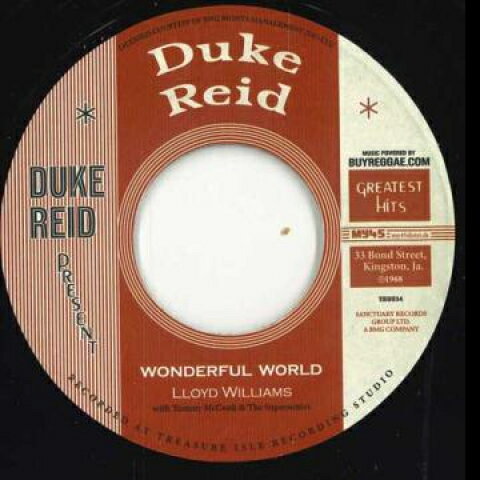 【新品】独7” Lloyd Williams / Tommy Mccook Wonderful World / Mad Mad Mad TIEU034 Duke Reid/Buyreggae /00048