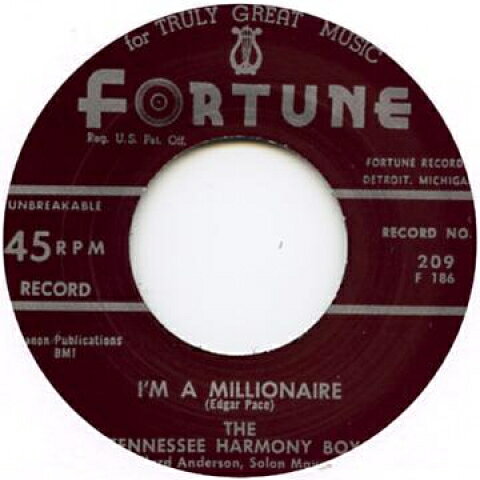 【新品】英7” Tennessee Harmony Boys Im A Millionaire / A Lonesome Feeling FORTUNE209 Fortune /00049