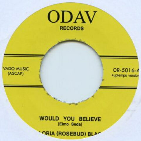 ・アーティスト Gloria 'Rosebud' Black ・タイトル Would You Believe (First Version) / Would You Believe (Slow Version) ・レーベル・型番 ODAV ...