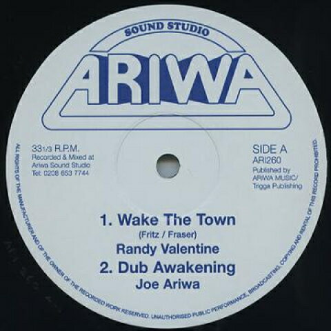 【新品】英12” Randy Valentine; Joe Ariwa / J Wake The Town; Dub Awakening / Zamunda Dub ARI260 Ariwa /00168 【新品】英12” Randy Valentine; Joe Ariwa / J Wake The Town; Dub Awakening / Zamunda Dub ARI260 Ariwa /00168