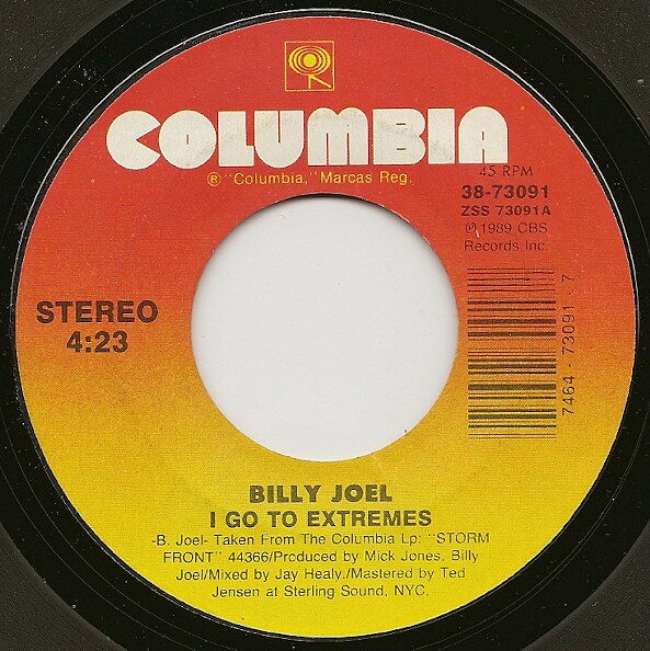 【中古】7” Billy Joel I Go To Extremes 3873091 Columbia /00080