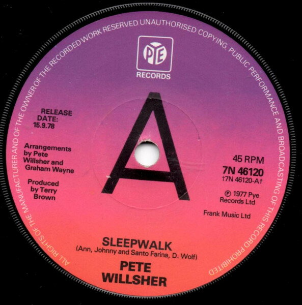 【中古】7” Pete Willsher Sleepwalk 7N46120PROMO Pye Records /00080