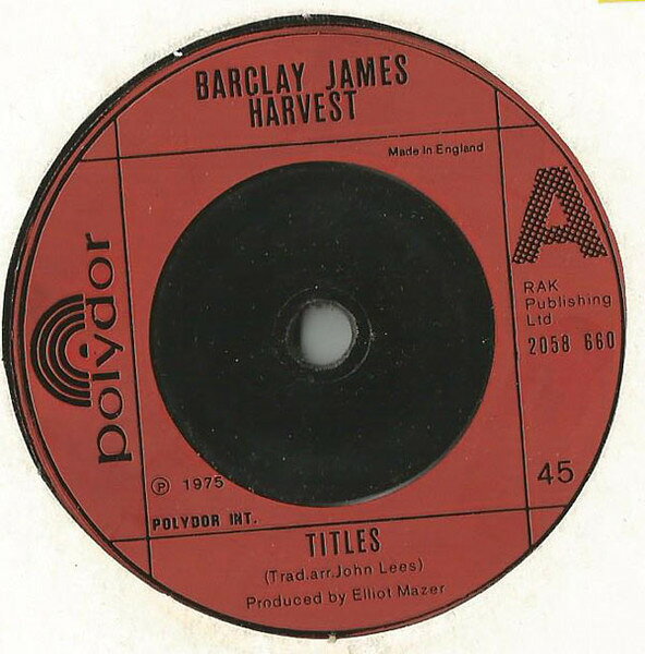 7” Barclay James Harvest Titles 2058660 Polydor /00080