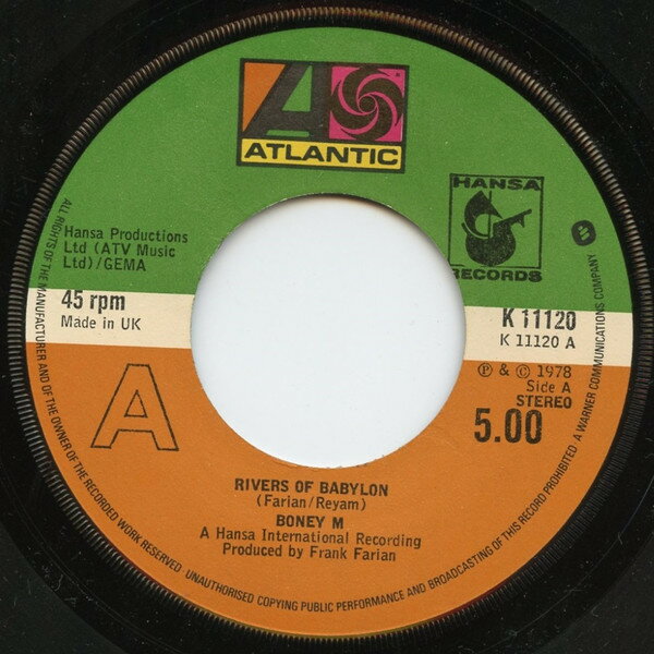 【中古】米7” Boney M. Rivers Of Babylon K11120 Atlantic /00080