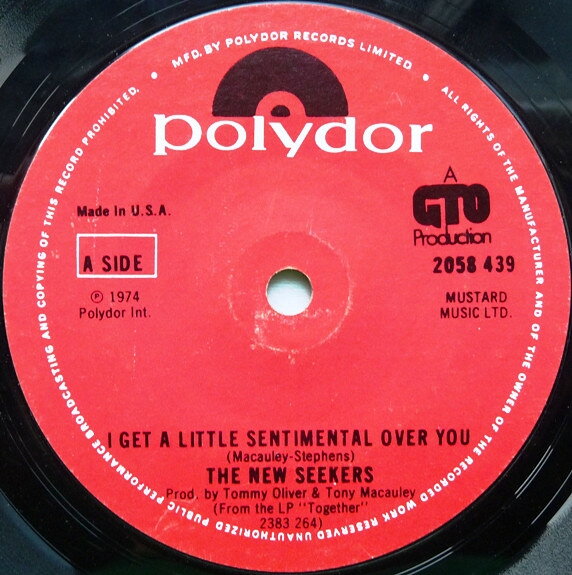 【中古】英7” New Seekers / Peter Paul &amp; Mar I Get A Little Sentimental Over You / Ride A Horse 2058439 Polydor /00080