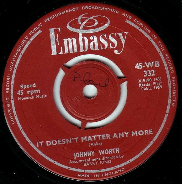 쥳ɥƥ ŷԾŹ㤨֡š۱7 Johnny Worth It Doesnt Matter Any More 45WB332 Embassy /00080פβǤʤ658ߤˤʤޤ