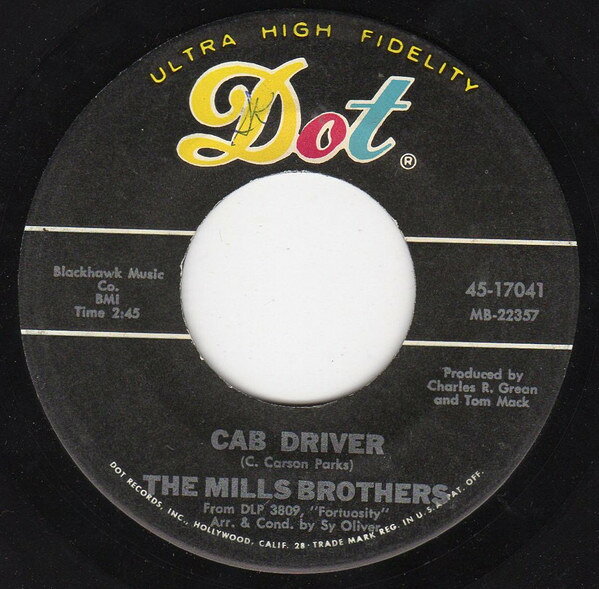 ・アーティスト Mills Brothers ・タイトル Cab Driver ・レーベル・型番 Dot Records 4517041 ・フォーマット 7インチレコード ・コンディション(盤) 可 (VG) ・コンディション(ジャケット) プレインカバー（元ジャケット／カバー無し） ・コンディション(帯) オビなし ・特記事項 【盤に目立った跡】 サンプル画像です。実際の商品の画像ではありません 商品写真はバーコード/カタログ番号に対応したサンプル画像ですので、お送りする商品の画像ではありません。帯やライナーなどの付属品は、特記事項に記載されている場合のみ含まれます。プロモやカラーレコードなどの仕様についても、該当する場合のみ特記事項に記載しています。 【ご購入前に必ずご確認ください】 ・本店サイト(www.recordcity.jp)とは価格、送料が違います ・本店サイト、その他支店のオーダーとは同梱発送できません ・注文確定後に別の注文を頂いた場合、注文同士の同梱は致しかねます。 ・別倉庫から発送しているため、店頭受け渡しは対応しておりません ・一部商品は他の通販サイトでも販売しているため、ご注文のタイミングによっては商品のご用意ができない場合がございます。 ・土日祝日はお休みです 金曜・祝前日9時以降のご連絡またはご入金は、返答または発送が週明け・祝日明けに順次対応となります。 ・ご購入後のキャンセル不可 ご購入後のキャンセルはいかなる理由においてもお受けできません。ご了承の上、ご購入くださいませ。 ・日本郵便(ゆうパック/ゆうメール)によるお届けになります。 ・中古品であることをご理解ください 当ストアでは中古商品を主に販売しております。中古品であることをご理解の上ご購入ください。また、一部商品はRecordCityオンラインストアで試聴可能です。 ・返品について お客様のご都合による返品は一切承っておりません。 表記の内容と実際の商品に相違がある場合、また針飛び等で返品・返金をご希望される場合は、商品の到着後1週間以内にご連絡ください。商品の返送をこちらで確認後、キャンセル・返金を行います。 コンディションVG以下の商品は返品できません。プレイに影響のない表面のこすれ傷、プレス起因のノイズ盤は返品の対象外です。 【コンディション表記】 ・ほぼ新品(M-)(Like New) 完全な新品。未使用。当店ではほぼ使用しません ・非常に良い(EX)(Excellent) 中古盤として美品な状態。わずかな経年を感じるものの傷みを感じさせない、当店基準で最高の状態 ・良い(VG+)(Very Good Plus) 丁寧に扱われた中古品で、軽い使用感がみられる。 ・可(VG)(Acceptable) 使い込まれた中古品で、「良い」よりもさらに使用感がみられる。 ・悪い(VG-)(Bad) 状態が悪いアイテム。使用の保障はなく、再生不可、針飛び、目立つノイズがあるかもしれない。状態によるクレーム不可。返品不可。 ・非常に悪い(G)(Very Bad) 「悪い」よりさらに状態が悪いアイテム。使用の保障はなく、再生不可、針飛び、目立つノイズがあるかもしれない。状態によるクレーム不可。返品不可。 ・ジャンク(Fair)(Junk/Fair) 割れている、反っている、水ダメージがある、カビ、ジャケットが分離している、ひどい書き込み、ひどい擦れなど最低の状態。使用の保障はなく、再生不可、針飛び、目立つノイズがあるかもしれない。状態によるクレーム不可。返品不可。 ・ジャンク(Poor)(Junk/Poor) 割れている、反っている、水ダメージがある、カビ、ジャケットが分離している、ひどい書き込み、ひどい擦れなど最低の状態。使用の保障はなく、再生不可、針飛び、目立つノイズがあるかもしれない。状態によるクレーム不可。返品不可。