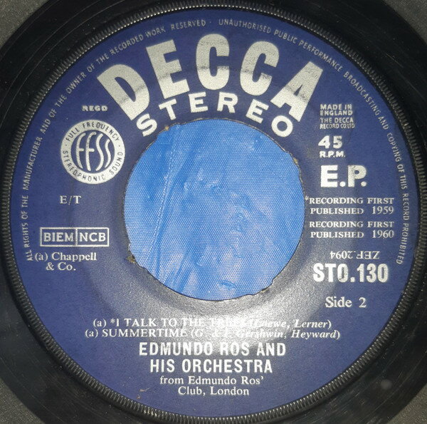 【中古】英7” Edmundo Ros & His Orchestra Broadway Cha-Cha STO130 Decca /00080