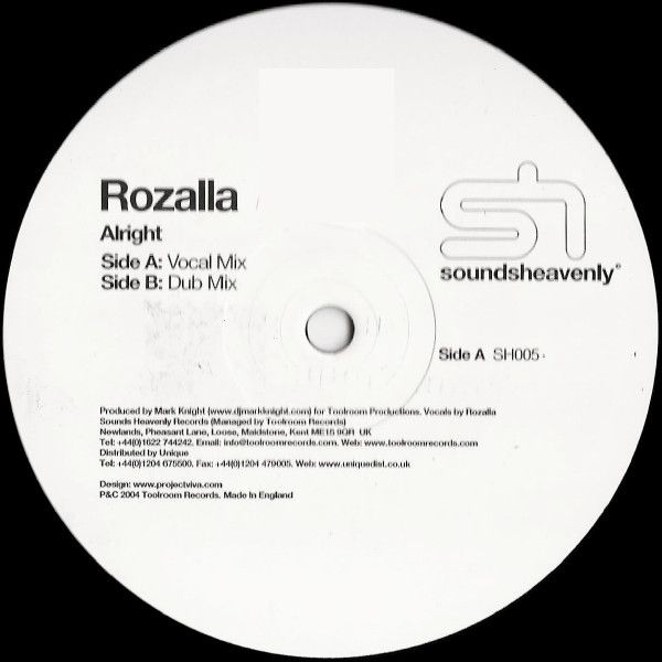 【中古】12インチ Rozalla Alright SH005 SOUNDSHEAVENLY RECOR