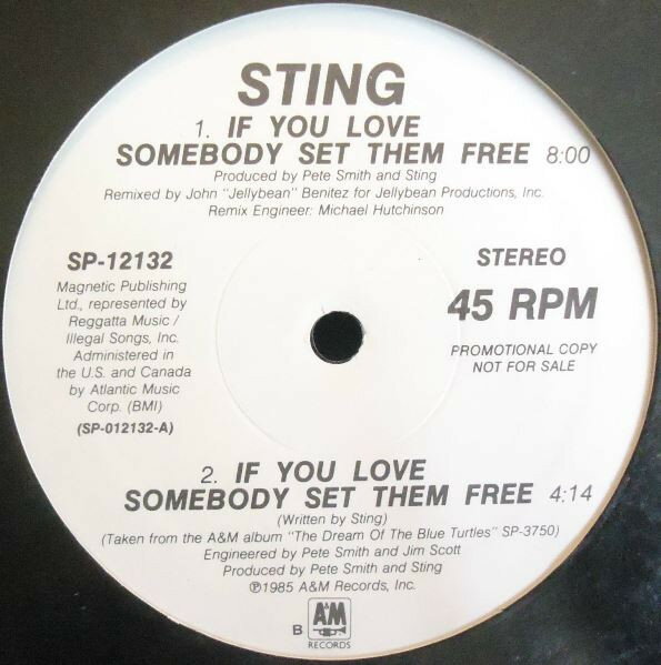 【中古】米12” Sting If You Love Somebody Set Them Free SP12132 A&M Records プロモ /00250