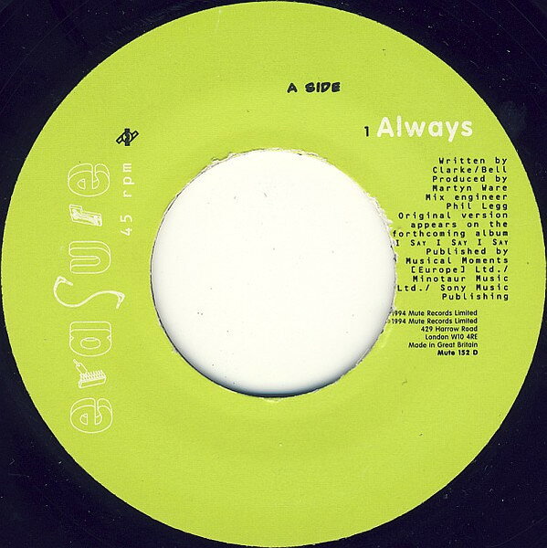 【中古】英7” Erasure Always MUTE152D Mute /00080