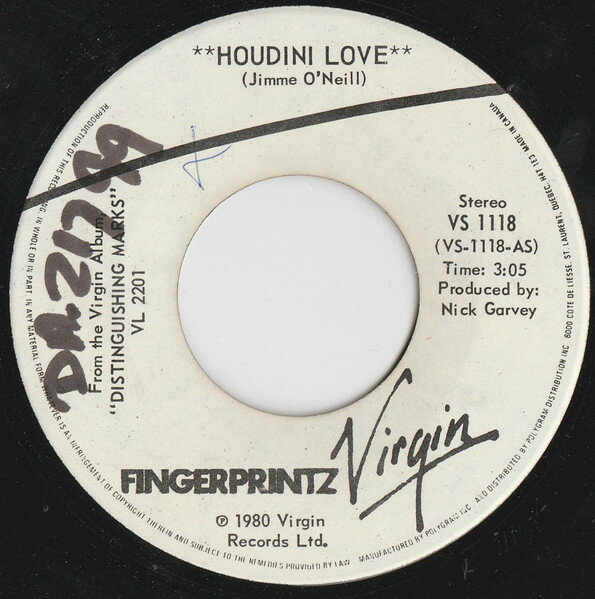 7” Fingerprintz Houdini Love VS1118 Virgin /00080