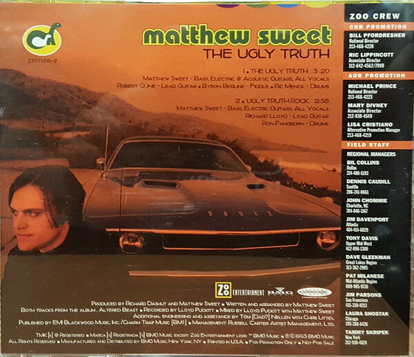・アーティスト Matthew Sweet ・タイトル Ugly Truth ・レーベル・型番 Zoo Entertainment ZP171282 ・フォーマット CD ・コンディション(盤) 良い (VG+) ・コンディション(ジャケット) ・コンディション(帯) オビなし ・特記事項 【プロモ盤】 【Promotion Only】【盤に小さいキズ】【元々表カバーなし】 サンプル画像です。実際の商品の画像ではありません 商品写真はバーコード/カタログ番号に対応したサンプル画像ですので、お送りする商品の画像ではありません。帯やライナーなどの付属品は、特記事項に記載されている場合のみ含まれます。プロモやカラーレコードなどの仕様についても、該当する場合のみ特記事項に記載しています。 【ご購入前に必ずご確認ください】 ・本店サイト(www.recordcity.jp)とは価格、送料が違います ・本店サイト、その他支店のオーダーとは同梱発送できません ・注文確定後に別の注文を頂いた場合、注文同士の同梱は致しかねます。 ・別倉庫から発送しているため、店頭受け渡しは対応しておりません ・一部商品は他の通販サイトでも販売しているため、ご注文のタイミングによっては商品のご用意ができない場合がございます。 ・土日祝日はお休みです 金曜・祝前日9時以降のご連絡またはご入金は、返答または発送が週明け・祝日明けに順次対応となります。 ・ご購入後のキャンセル不可 ご購入後のキャンセルはいかなる理由においてもお受けできません。ご了承の上、ご購入くださいませ。 ・日本郵便(ゆうパック/ゆうメール)によるお届けになります。 ・中古品であることをご理解ください 当ストアでは中古商品を主に販売しております。中古品であることをご理解の上ご購入ください。また、一部商品はRecordCityオンラインストアで試聴可能です。 ・返品について お客様のご都合による返品は一切承っておりません。 表記の内容と実際の商品に相違がある場合、また針飛び等で返品・返金をご希望される場合は、商品の到着後1週間以内にご連絡ください。商品の返送をこちらで確認後、キャンセル・返金を行います。 コンディションVG以下の商品は返品できません。プレイに影響のない表面のこすれ傷、プレス起因のノイズ盤は返品の対象外です。 【コンディション表記】 ・ほぼ新品(M-)(Like New) 完全な新品。未使用。当店ではほぼ使用しません ・非常に良い(EX)(Excellent) 中古盤として美品な状態。わずかな経年を感じるものの傷みを感じさせない、当店基準で最高の状態 ・良い(VG+)(Very Good Plus) 丁寧に扱われた中古品で、軽い使用感がみられる。 ・可(VG)(Acceptable) 使い込まれた中古品で、「良い」よりもさらに使用感がみられる。 ・悪い(VG-)(Bad) 状態が悪いアイテム。使用の保障はなく、再生不可、針飛び、目立つノイズがあるかもしれない。状態によるクレーム不可。返品不可。 ・非常に悪い(G)(Very Bad) 「悪い」よりさらに状態が悪いアイテム。使用の保障はなく、再生不可、針飛び、目立つノイズがあるかもしれない。状態によるクレーム不可。返品不可。 ・ジャンク(Fair)(Junk/Fair) 割れている、反っている、水ダメージがある、カビ、ジャケットが分離している、ひどい書き込み、ひどい擦れなど最低の状態。使用の保障はなく、再生不可、針飛び、目立つノイズがあるかもしれない。状態によるクレーム不可。返品不可。 ・ジャンク(Poor)(Junk/Poor) 割れている、反っている、水ダメージがある、カビ、ジャケットが分離している、ひどい書き込み、ひどい擦れなど最低の状態。使用の保障はなく、再生不可、針飛び、目立つノイズがあるかもしれない。状態によるクレーム不可。返品不可。