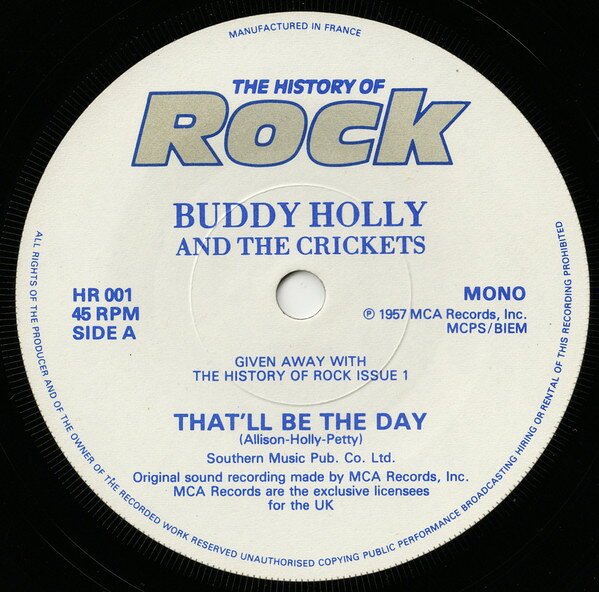 【中古】7” Buddy Holly &amp; The Crickets Thatll Be The Day HR001 HISTORY OF ROCK /00080