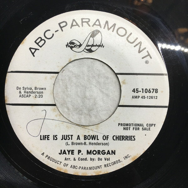 7” Jaye P. Morgan Life Is Just A Bowl Of Cherries / Put A Ring On My 4510678PROMO ABC-Paramount プロモ /00080