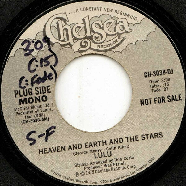 7” Lulu Heaven And Earth And The Stars CH3038DJPROMO Chelsea Records プロモ /00080