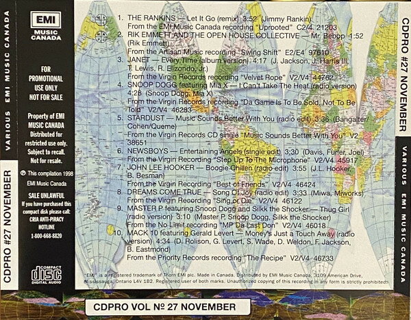 CD Various Cdpro Vol #27 (November 1998) CDPROVOL#27PROM EMI Music Canada プロモ /00110