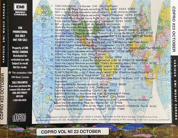 CD Various Cdpro Vol #23 (October 1998) CDPROVOL#23PROM EMI Music Canada プロモ /00110