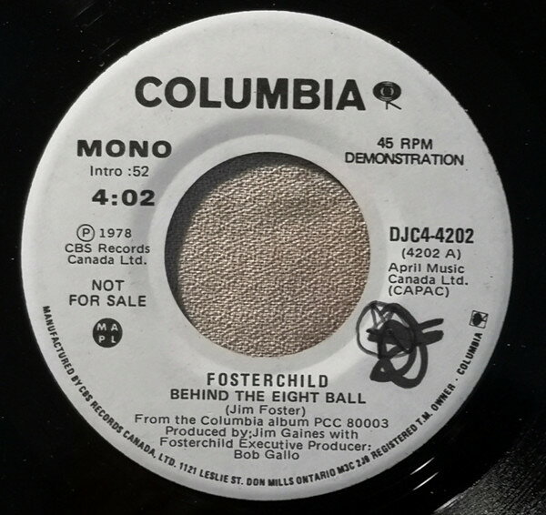 7” Fosterchild Behind The Eight Ball DJC44202PROMO Columbia プロモ /00080