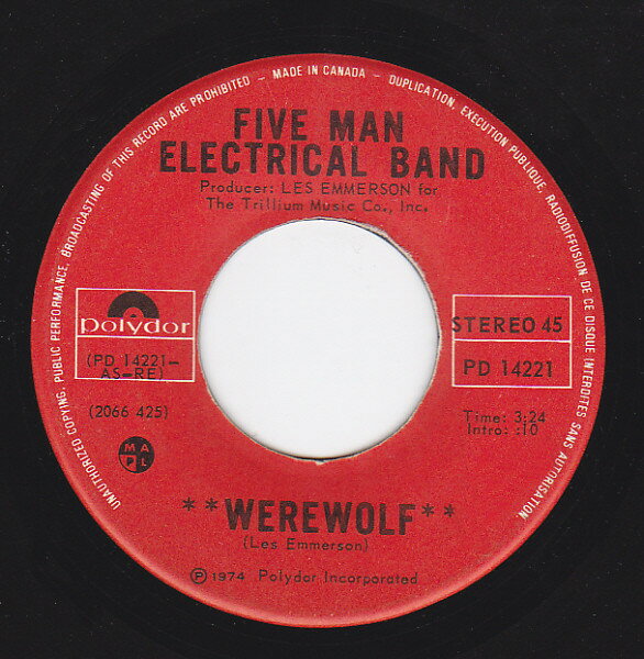 Artist Name: R - 【中古】7” Five Man Electrical Band Werewolf PD14221 Polydor /00080