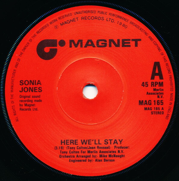【中古】英7” Sonia Jones Here Well Stay MAG165 Magnet /00080