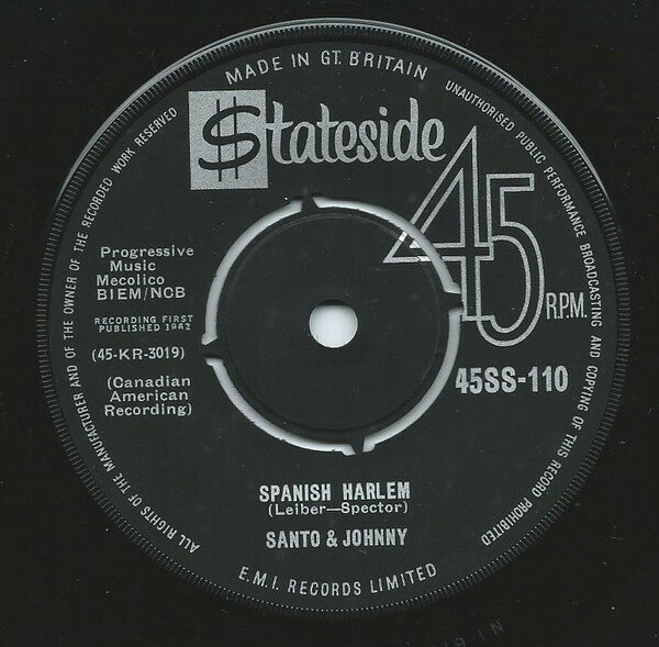 【中古】英7” Santo & Johnny Spanish Harlem 45SS110 Stateside /00080